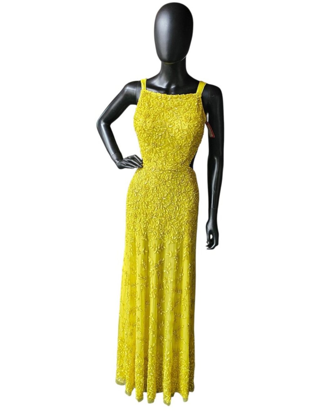 NEW Lemon Fully Beaded Backless Straight Cut Formal/Gala Dress - Cecilia Couture